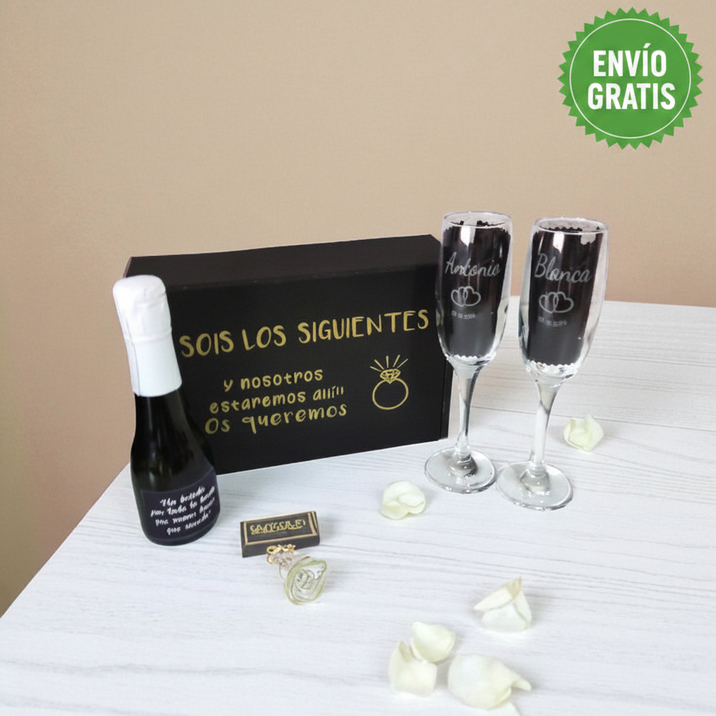 Kit de copas de cava en presentación de cartón