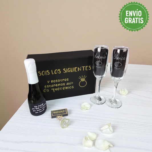 Kit de copas de cava en presentación de cartón