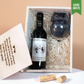 Caja de vino grabada con copa personalizada de 375 ml