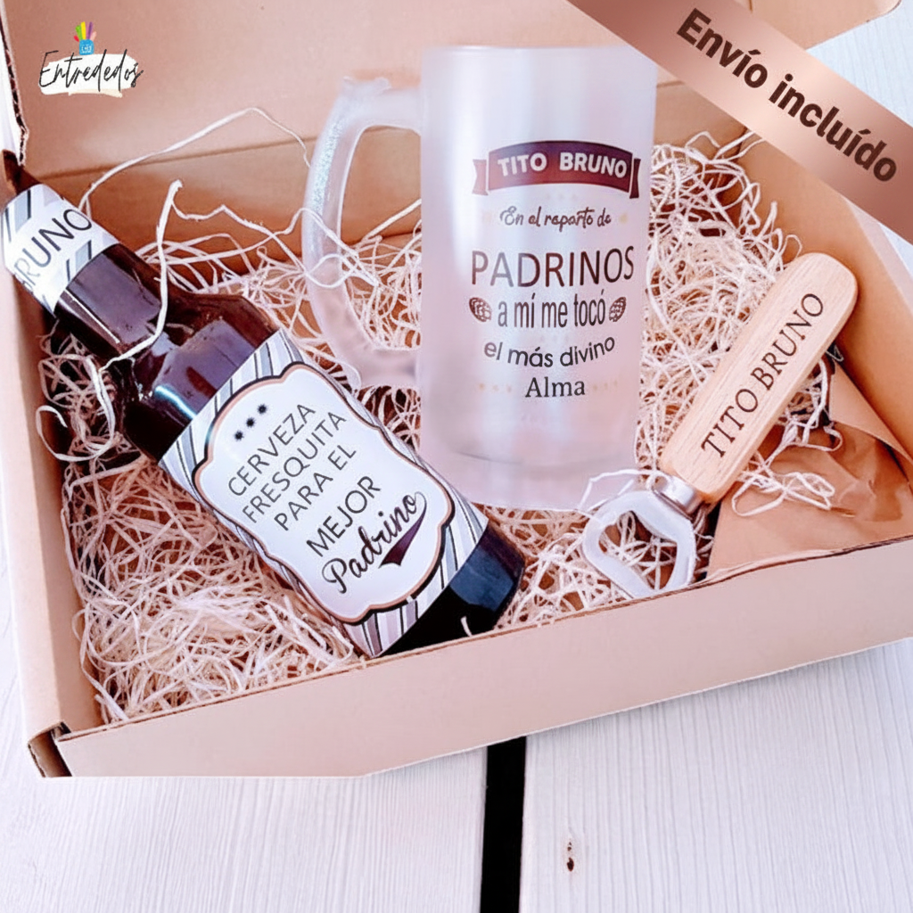 Regalos Personalizados con Cerveza para Padrinos y Madrinas