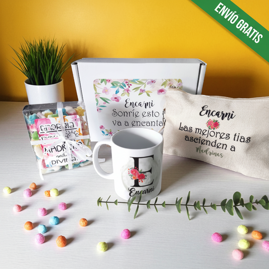 Kit para madrina con chuches y neceser personalizados