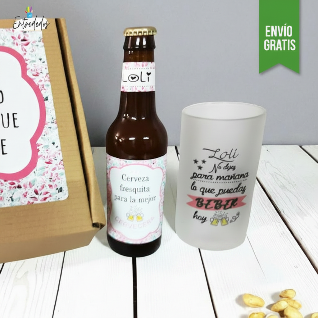 Regalo Set de cerveza Jarra y cerveza "NO DEJES PARA MAÑANA"