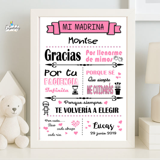 Cuadro de comunión decorativo personalizado con nombre y fecha