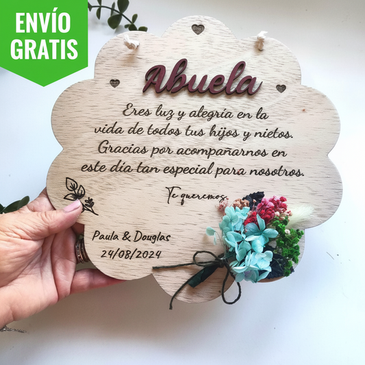 Placa Decorativa En Madera Forma de Flor