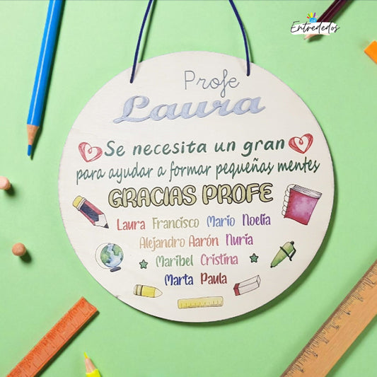 placa-madera-profesora-original