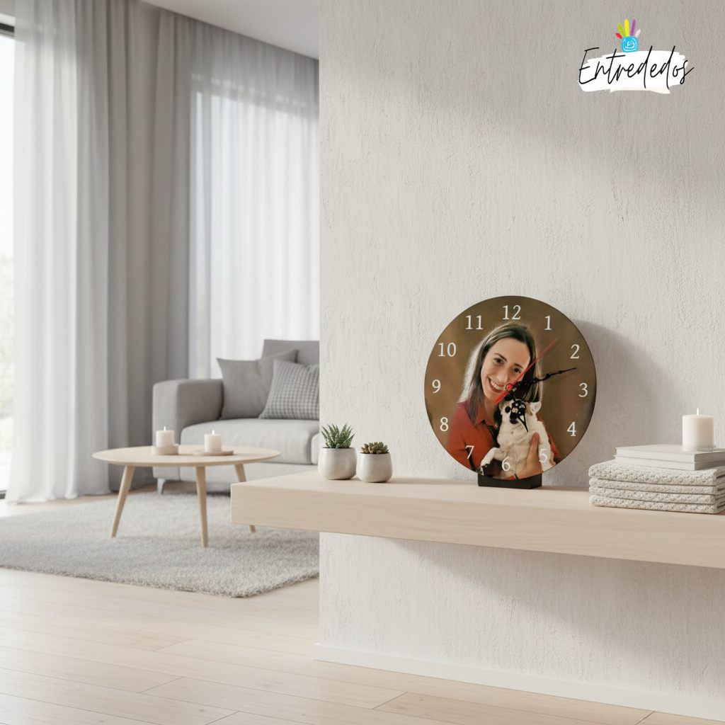 Reloj de madera con fotos personalizado