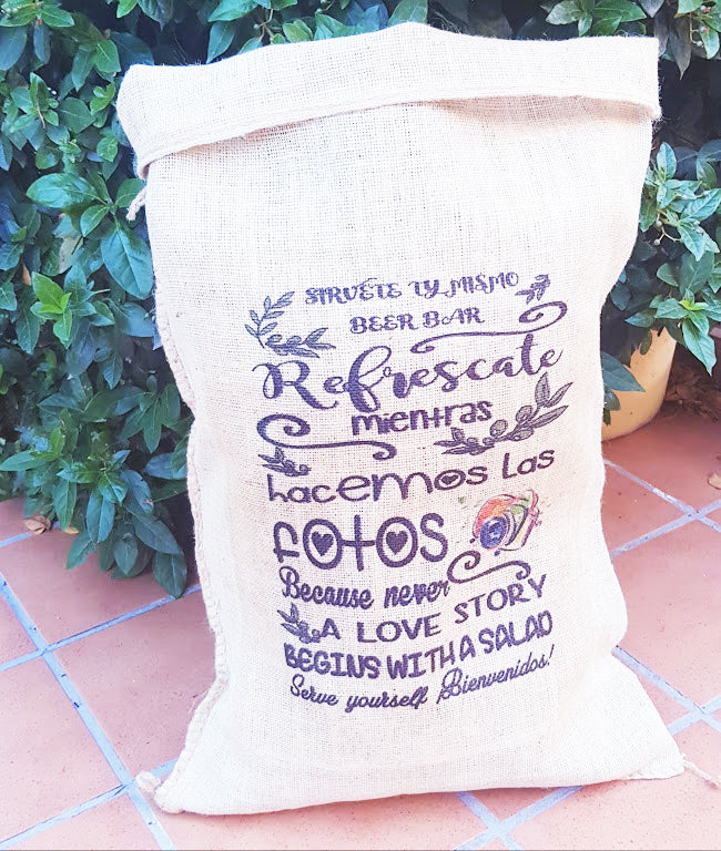 Sacos de yute personalizados para bodas únicas