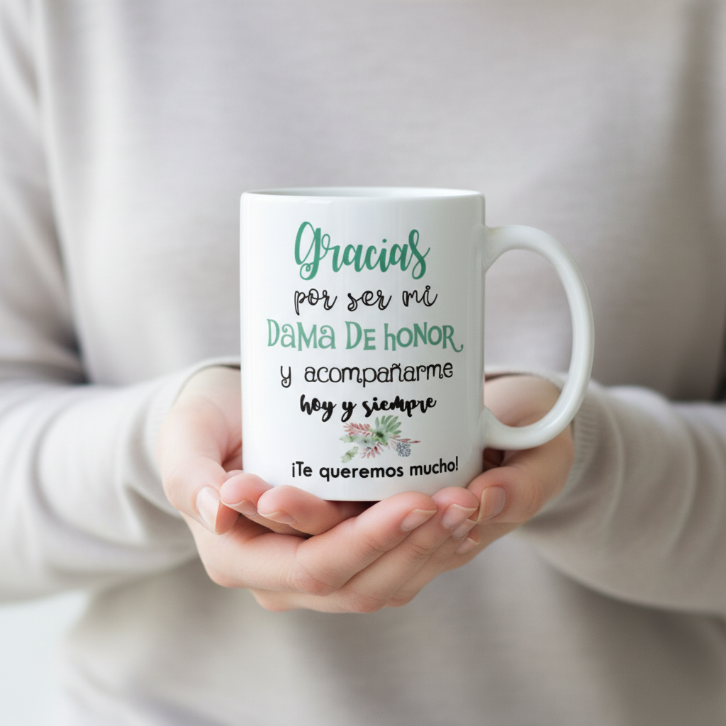 Taza damas de honor "ACUARELA VERDE"