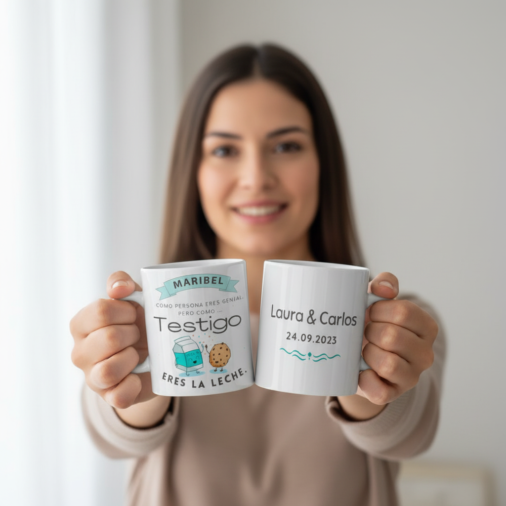 Taza personalizada para testigo "ERES LA LECHE"