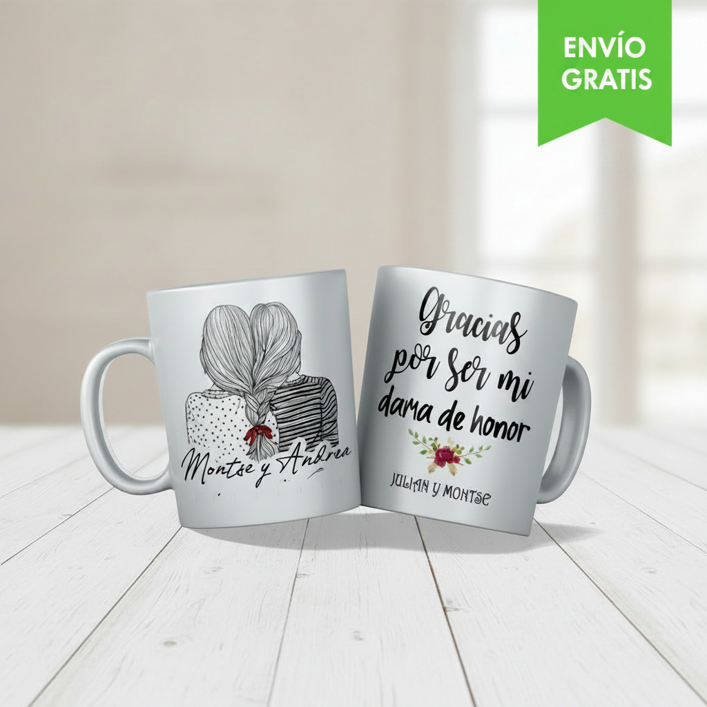 Taza damas de honor "TRENZAS"