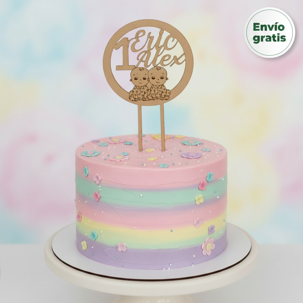 Toppers de madera personalizados para Gemelos