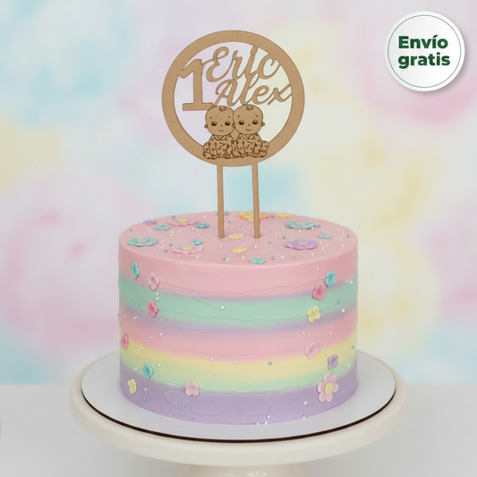 Toppers de madera personalizados para Gemelos