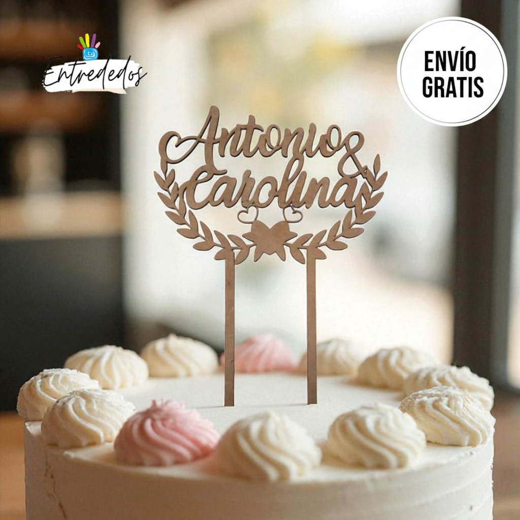 Toppers de madera personalizado para boda "Espiga"
