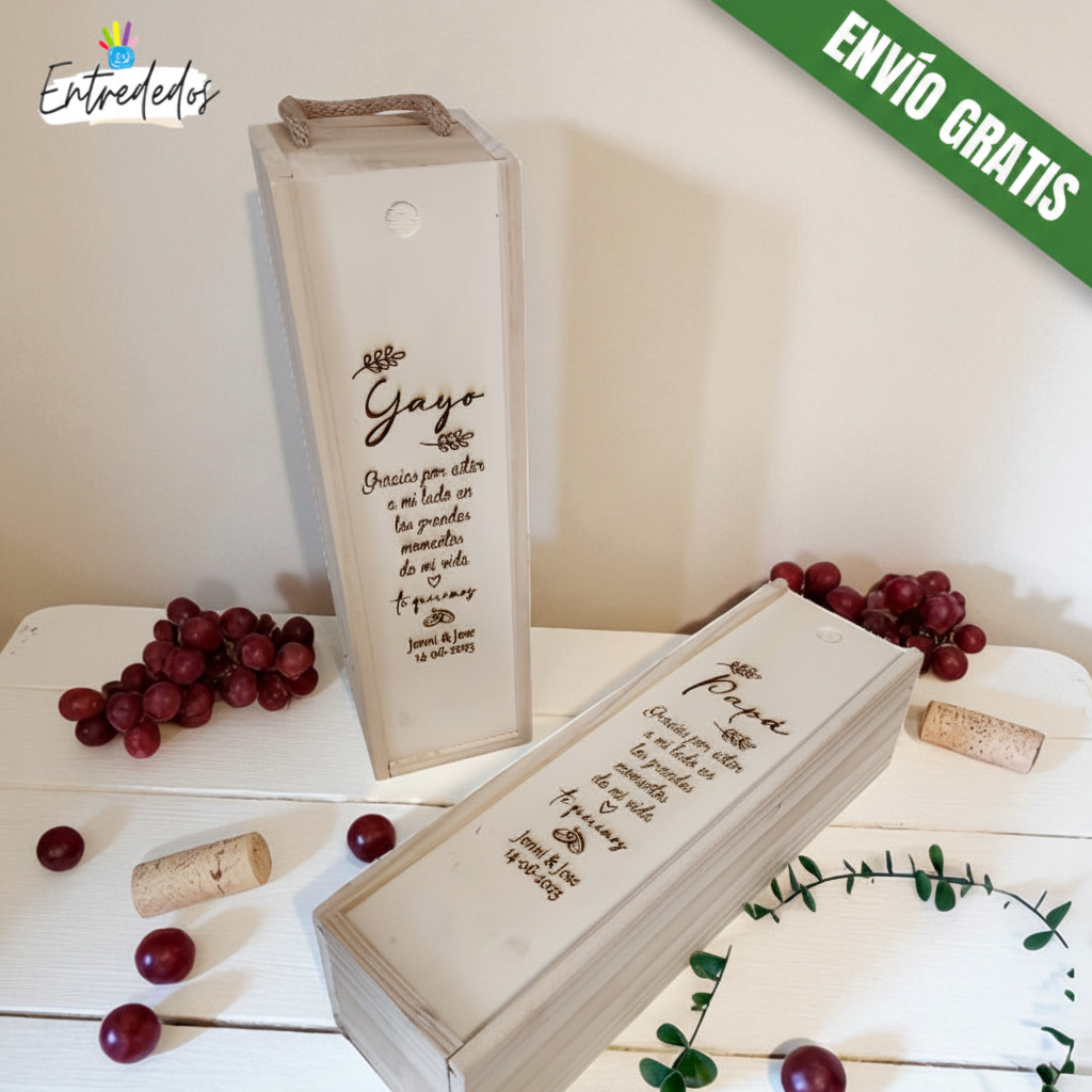 Caja grabada para vino: regalo perfecto de 750ml