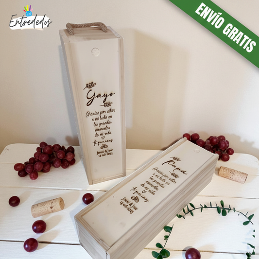 Caja grabada para vino: regalo perfecto de 750ml