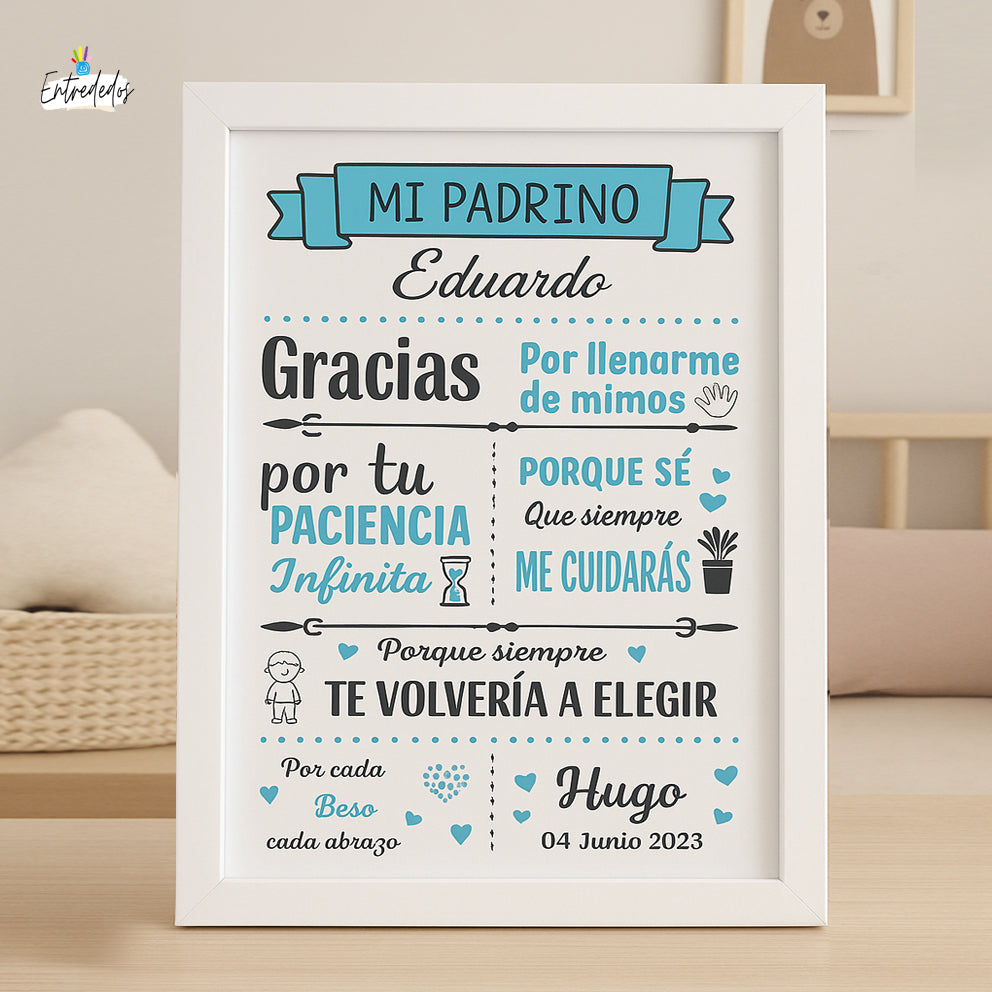 Cuadro de comunión decorativo personalizado con nombre y fecha