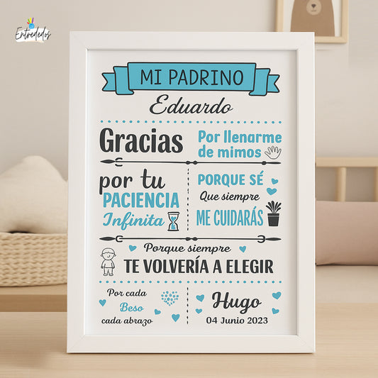 Cuadro de comunión decorativo personalizado con nombre y fecha