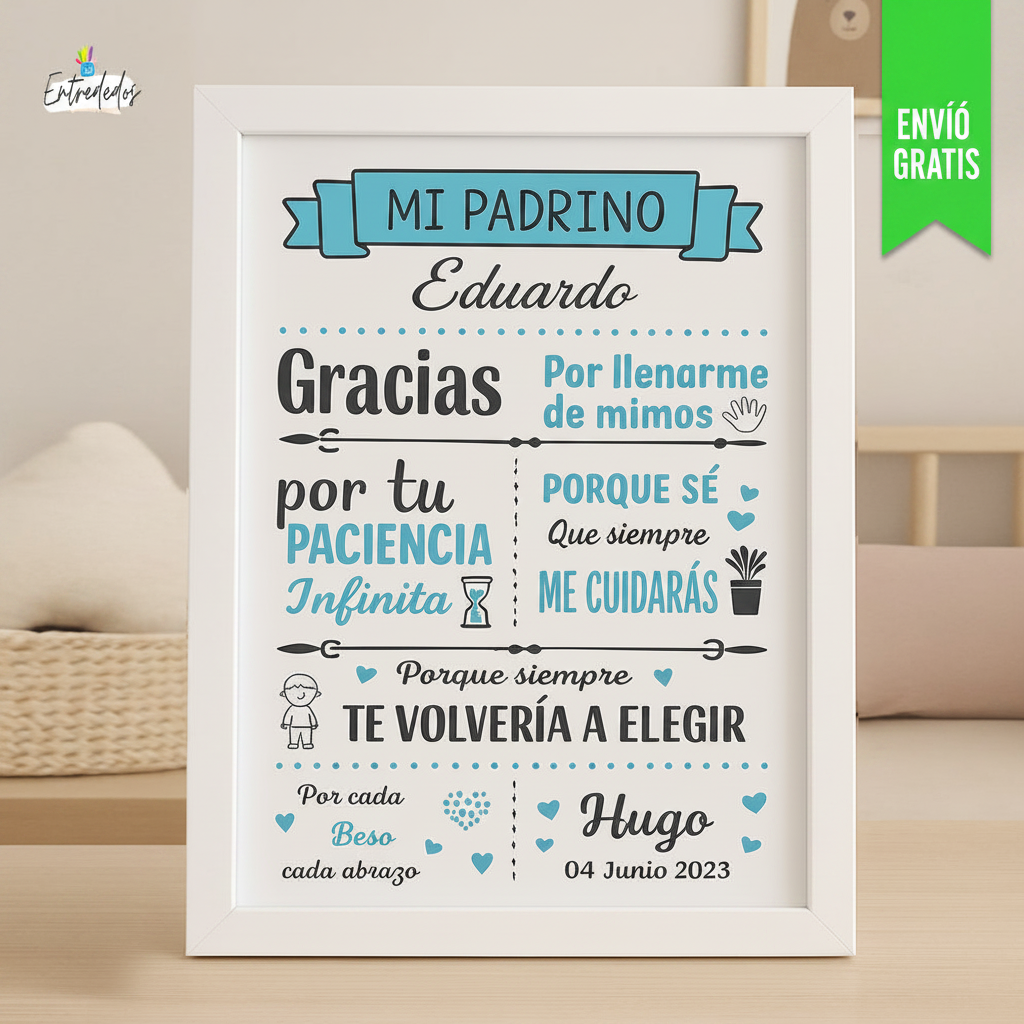 Marco y Lámina Únicos para PADRINO verde