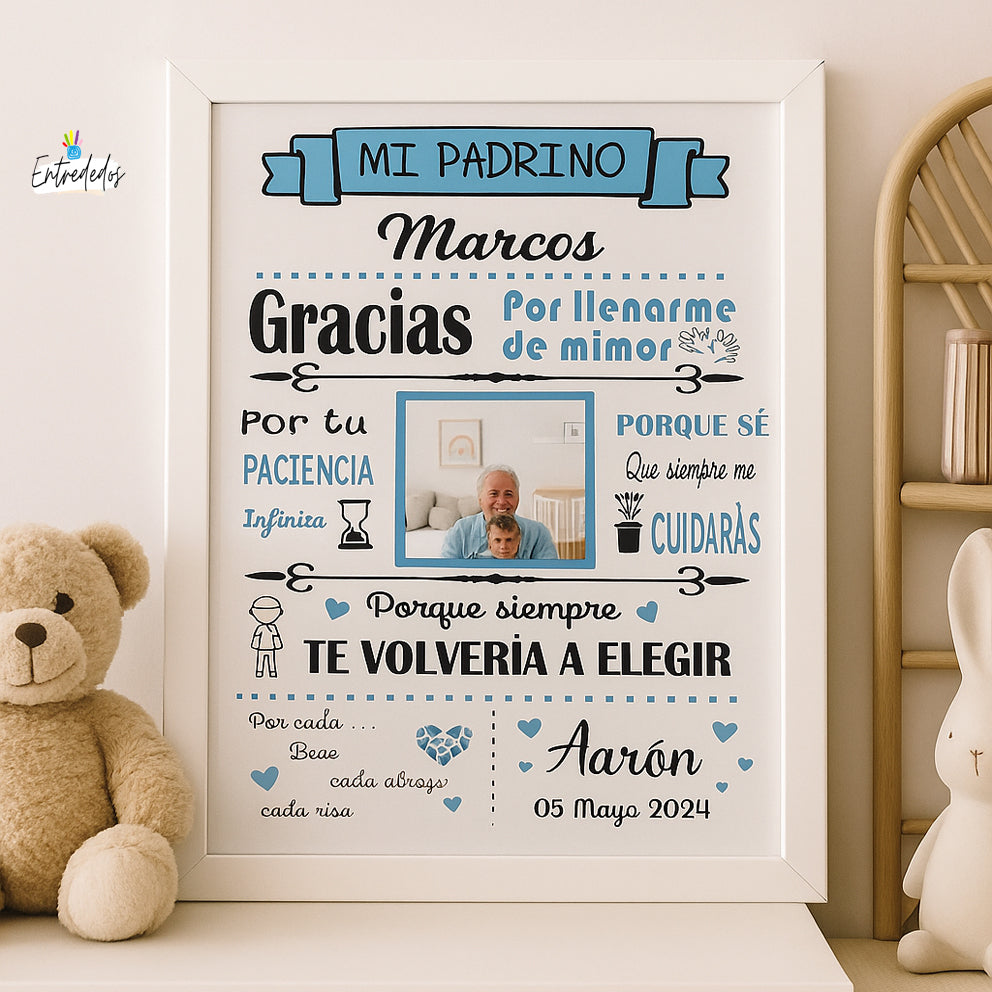 Cuadro de comunión decorativo personalizado con nombre y fecha