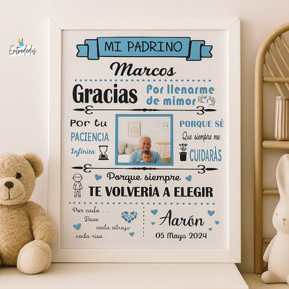 Cuadro de comunión decorativo personalizado con nombre y fecha