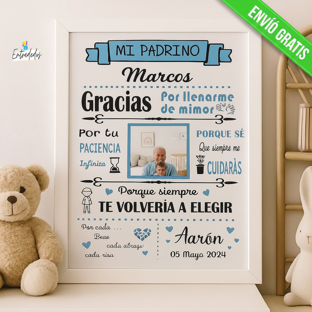 Marco y Lámina para Padrino Color Azul