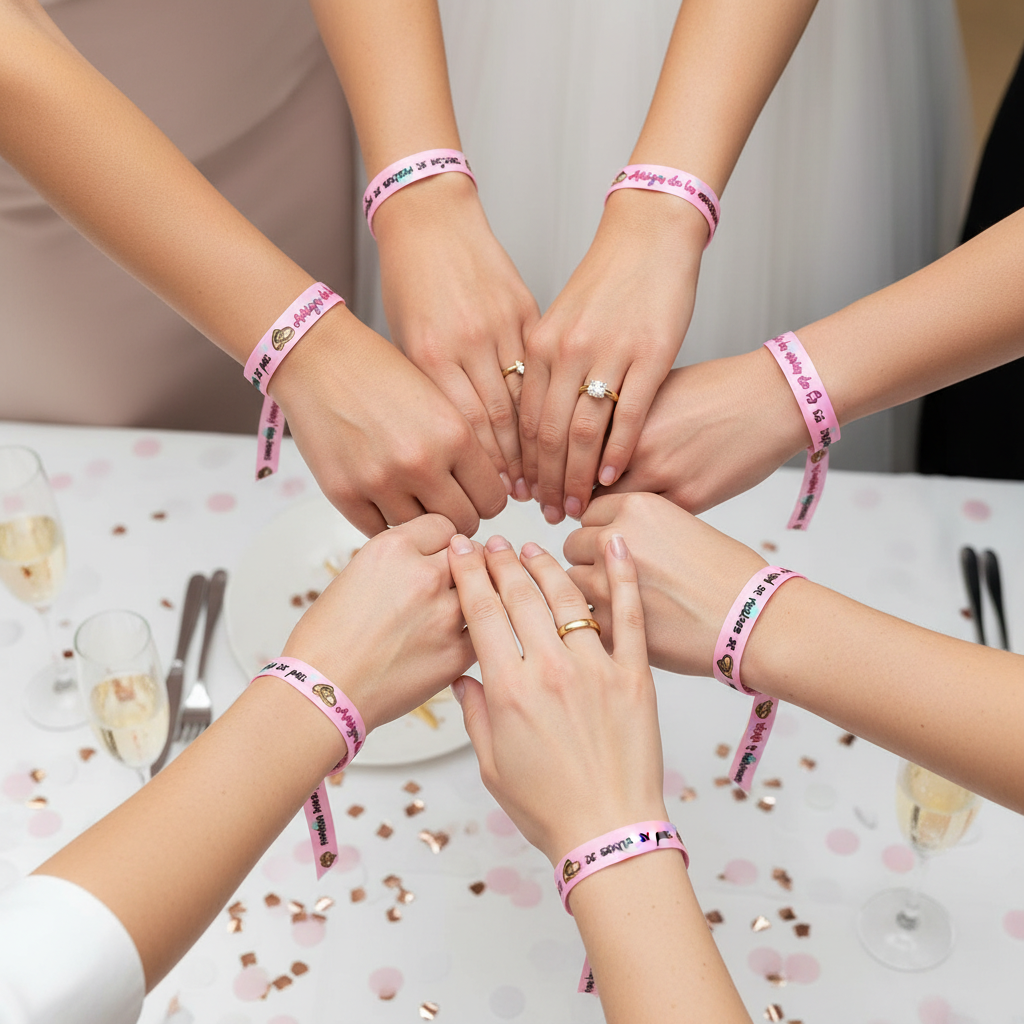 Pulseras de tela para despedidas de soltera personalizada