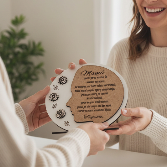 Placa de madera personalizada "SILUETA DE MUJER"