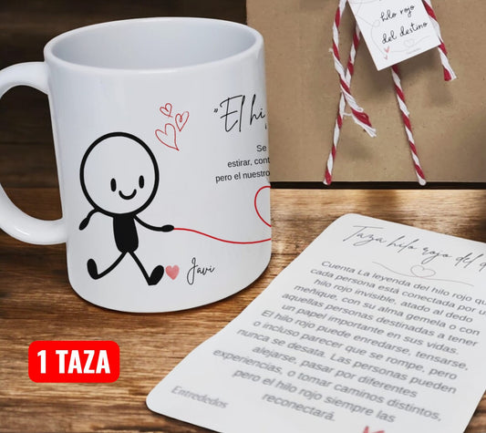 Taza personalizada el hilo rojo del destino entrededos