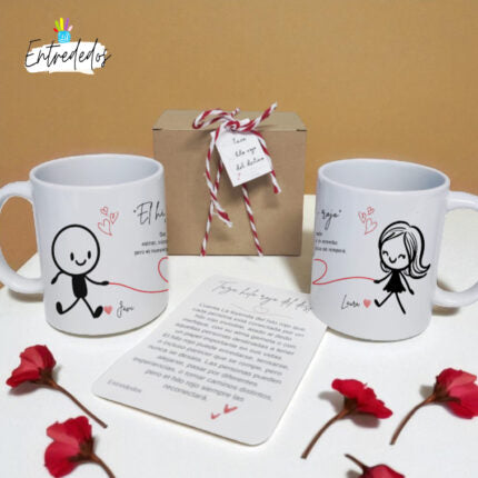 Taza personalizada el hilo rojo del destino entrededos