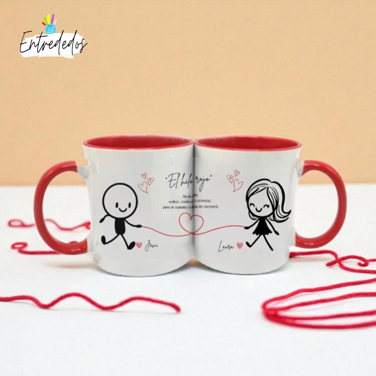 Taza personalizada el hilo rojo del destino entrededos