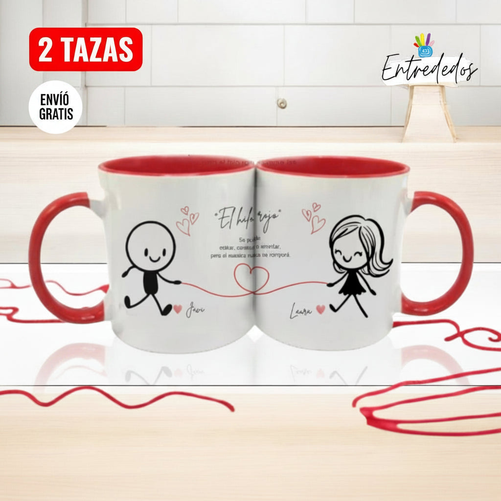 Taza personalizada el hilo rojo del destino entrededos