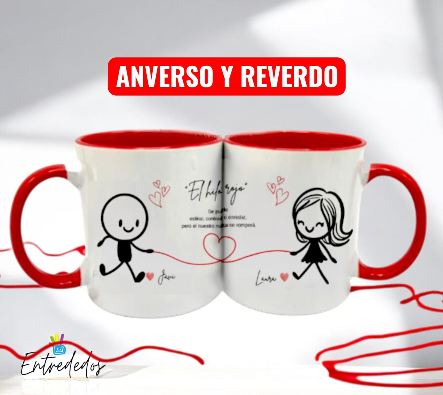 Taza personalizada el hilo rojo del destino entrededos