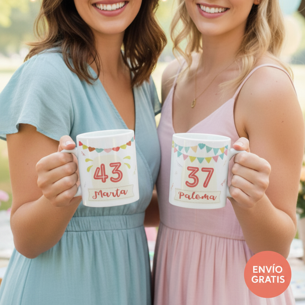 Taza personalizada de cumpleaños con número y nombre