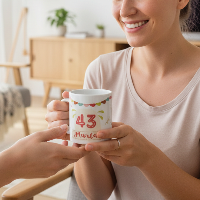 Taza personalizada de cumpleaños con número y nombre