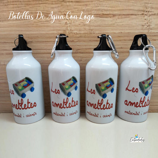 Botella reutilizable personalizada con nombre y mensaje de agradecimiento