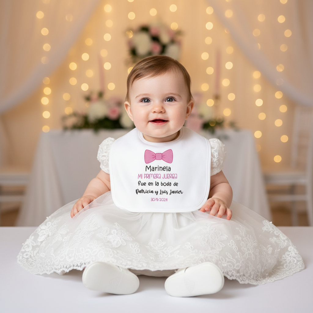 Baberos para Comunión y Boda – Diseño Exclusivo pajarita Rosa