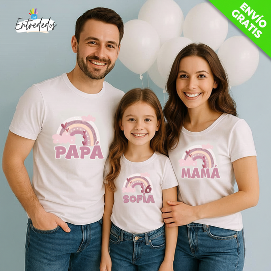 Camisetas familias de algodón para "CUMPLEAÑOS"