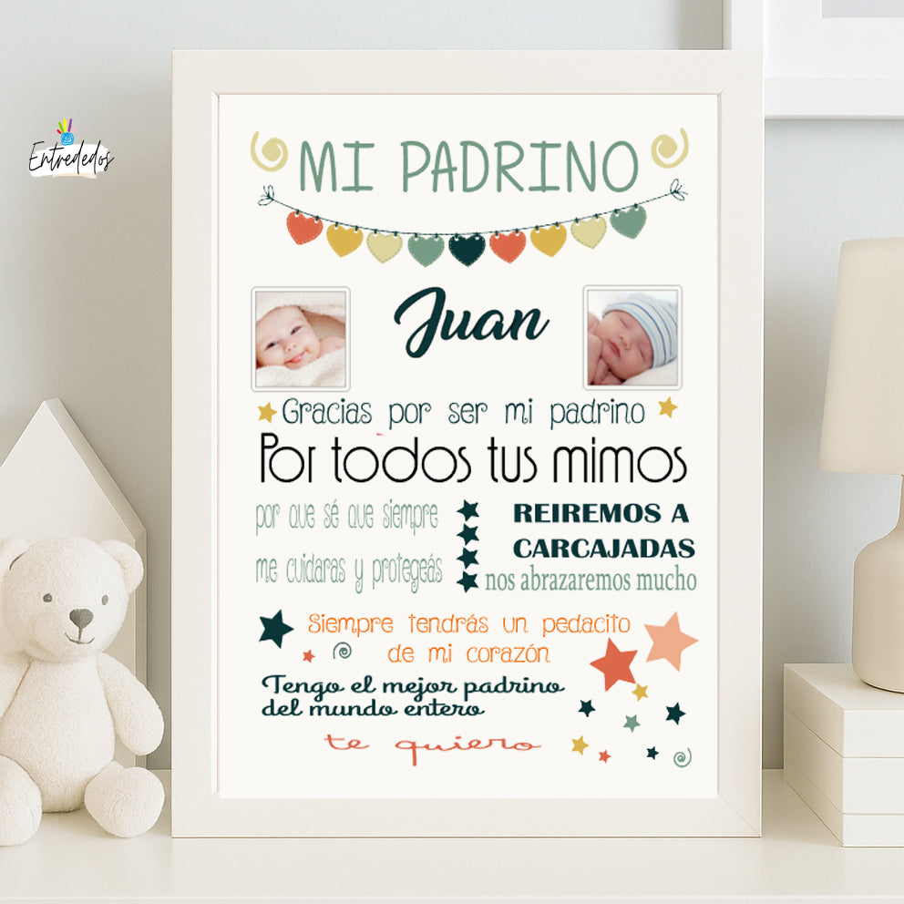 Cuadro de comunión decorativo personalizado con nombre y fecha