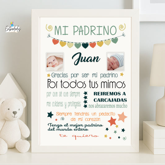 Cuadro de comunión decorativo personalizado con nombre y fecha
