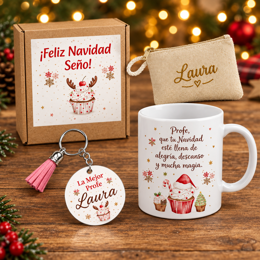Kit Caja Regalo de Navidad para Profesora Personalizado