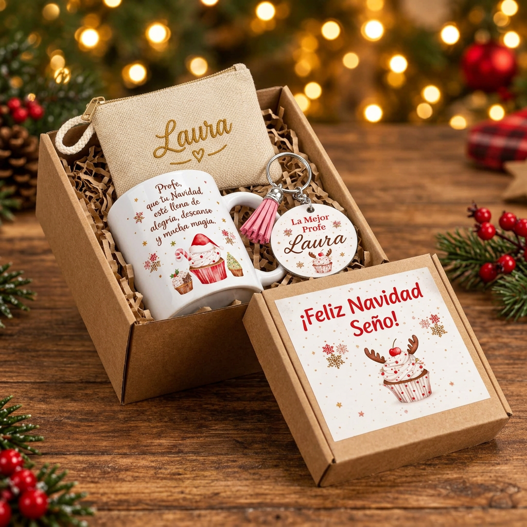 Kit Caja Regalo de Navidad para Profesora Personalizado