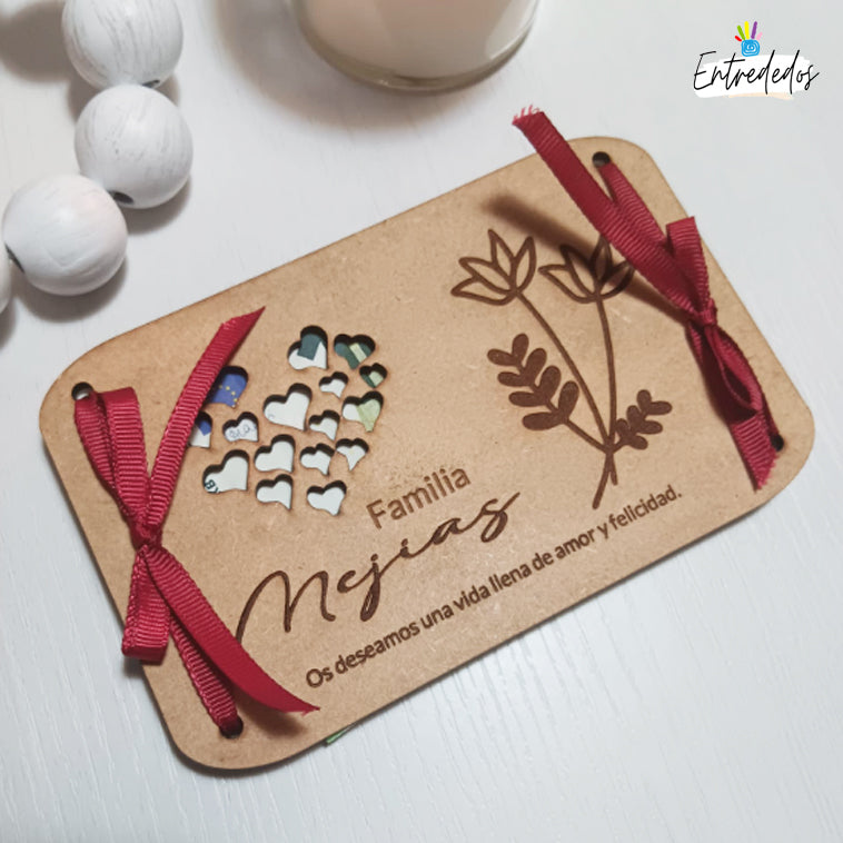 Sobre de dinero de madera con grabado personalizado