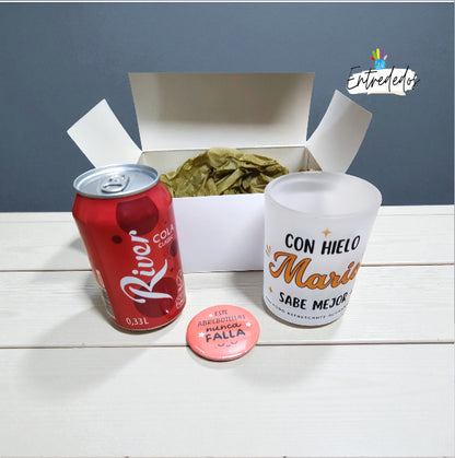 Set regalo hombre con vaso personalizado, abrebotellas y lata de Coca-Cola