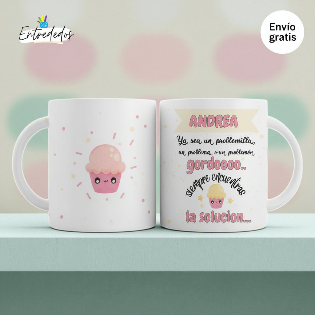 Taza personalizada para mujer con frase motivadora de Andrea ☕ 330 ml apta para microondas y lavavajillas