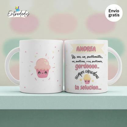Taza personalizada para mujer con frase motivadora de Andrea ☕ 330 ml apta para microondas y lavavajillas
