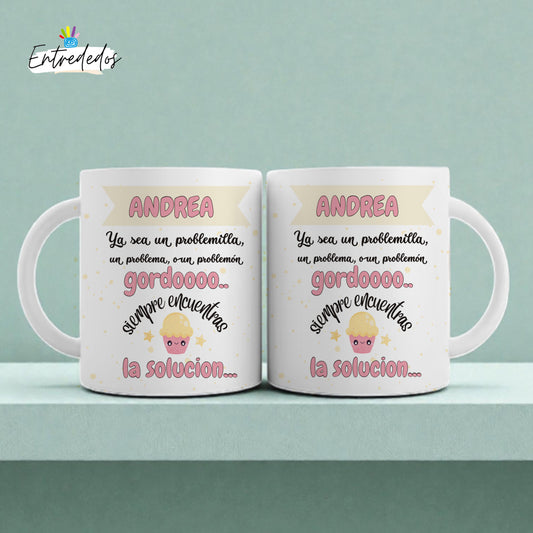 Taza personalizada para mujer con frase motivadora de Andrea ☕ 330 ml apta para microondas y lavavajillas