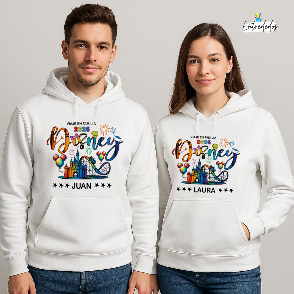 sudadera viaje a Disney personalizada para niños y adultos