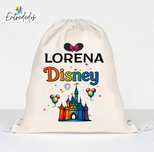 Mochila personalizada viaje a Disney con nombre y personaje
