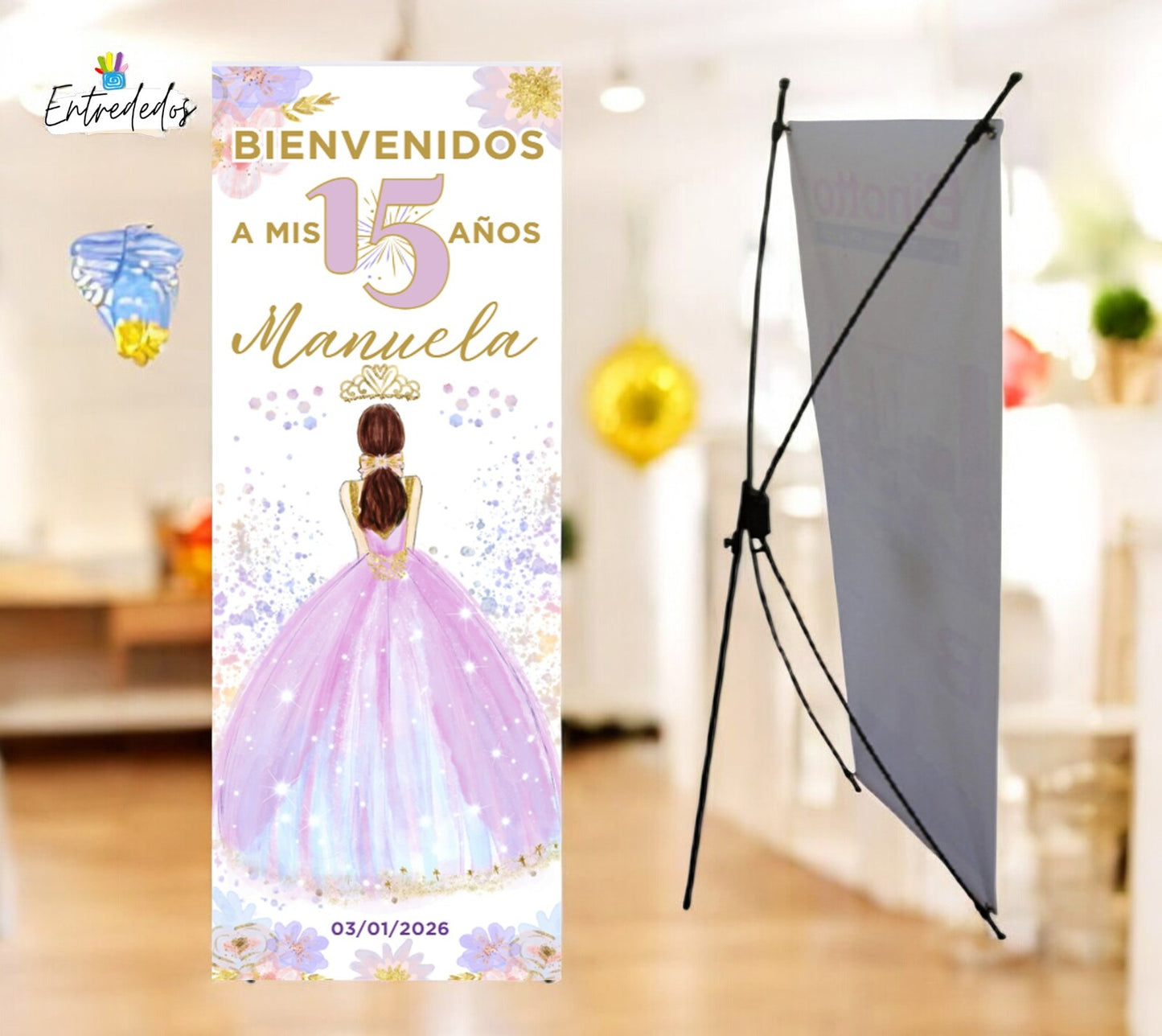 Banner personalizado para fiesta temática de 15 años