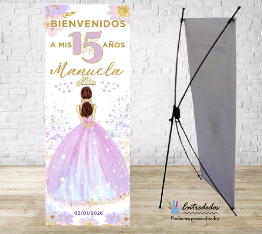 Banner personalizado para fiesta temática de 15 años